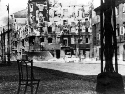 Zamenhof-Straße in Warschau während des Ghettoaufstands. Quelle: Stroop Collection
