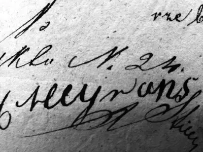 Und wieder eine neue Schreibweise: Aron Majerans alias Henryk Adolf unterschreibt das polnische Original mit H. Meyrans. © Anemone Rüger