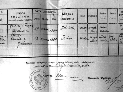 Eintragung von Hersz Elijahu Kronmann und Liba-Itta geb. Majeranc, Niras leiblichen Großeltern, bei der Ausstellung der Pässe 1922. © Anemone Rüger